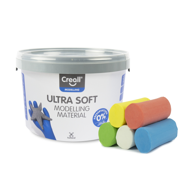 Klei Creall Play-it Ultra Soft helder rood/blauw/groen/geel/wit 1100 gram afbeelding