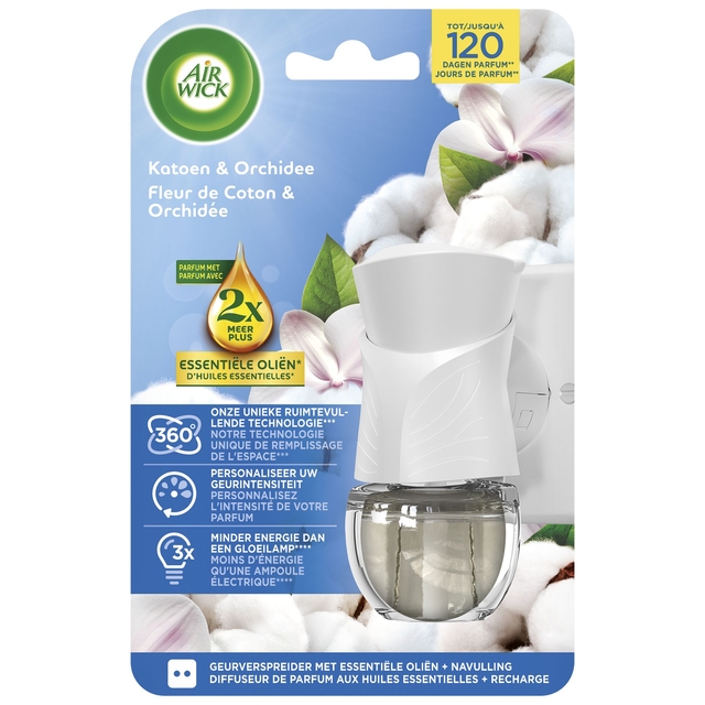 Luchtverfrisser AirWick Electrical Soft Cotton Flower Starter Kit 19ml afbeelding