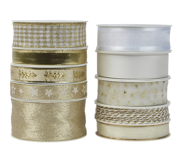 Lint Decoris polyester goud/parelmoer assorti