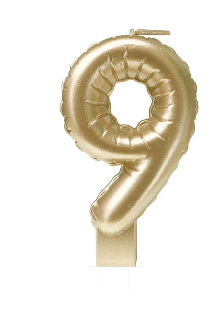 Foil balloon candle gold 9 afbeelding