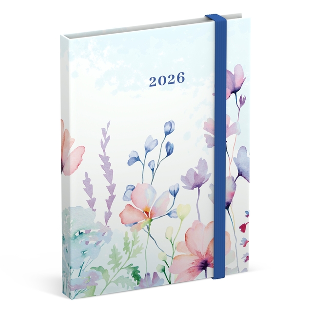 Agenda 2026 Lannoo 110x150 Flowers watercolour 7dagen/2pagina&apos;s blauw afbeelding