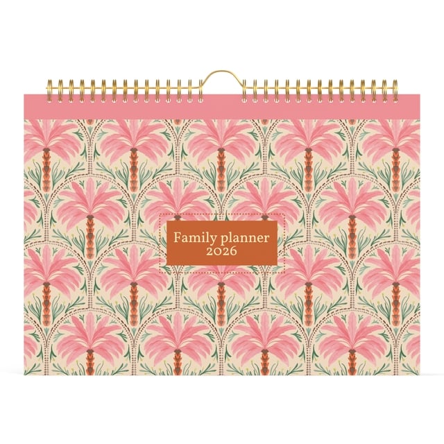 Familiekalender 2026 Lannoo 310x220 Exotic palms 7dagen/1pagina roze afbeelding