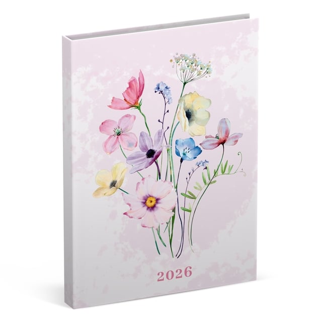 Agenda 2026 Lannoo 110x150 Flowers watercolour 7dagen/2pagina&apos;s roze afbeelding
