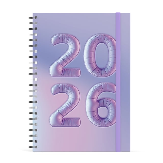 Familiekalender 2026 Lannoo A5 Bubblicious 7d/2p lila afbeelding