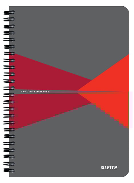 Notitieboek Leitz Office A5 lijn 180 pagina&apos;s 80gr grijs rood afbeelding