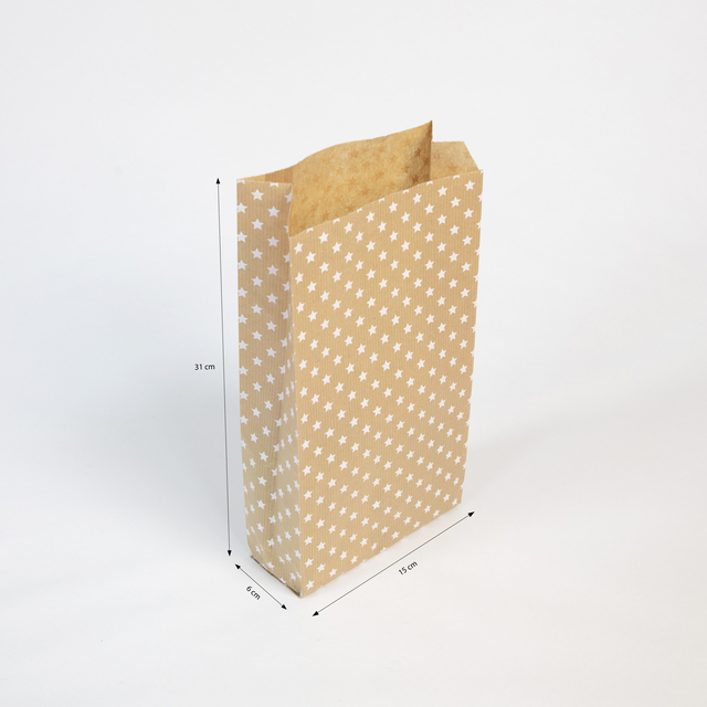 Cadeauzak Clairefontaine16x30x5cm kraft sterren 50 stuks — Foto 2 van 2