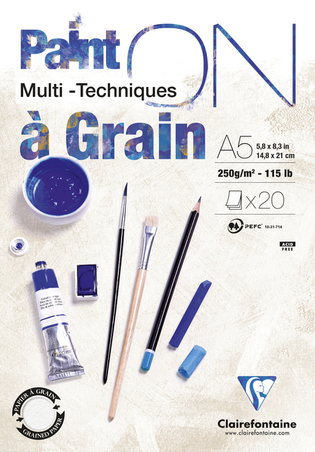 Tekenblok Clairefontaine Paint On A5 gekorreld 20 vel 250gr afbeelding