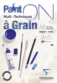 Tekenblok Clairefontaine Paint On A5 gekorreld 20 vel 250gr