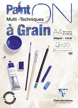 Tekenblok Clairefontaine Paint On A4 gekorreld 20 vel 250gr