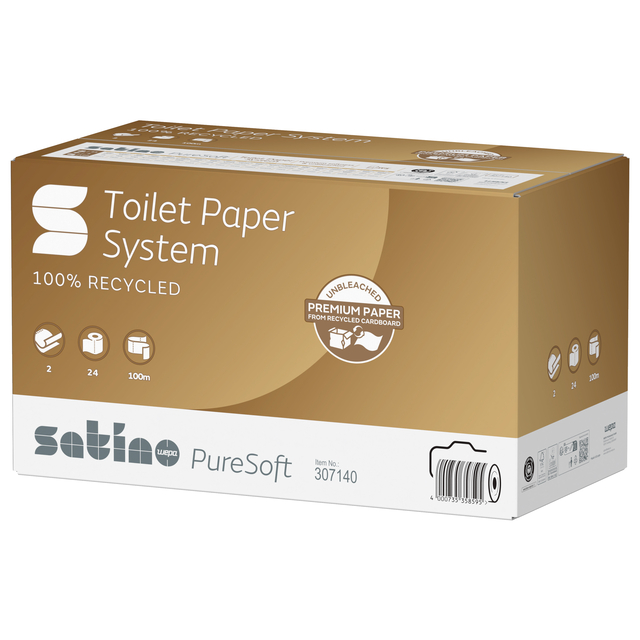 Toiletpapier Satino JT3 PureSoft systeemrol 2-laags 100m naturel 307140 afbeelding