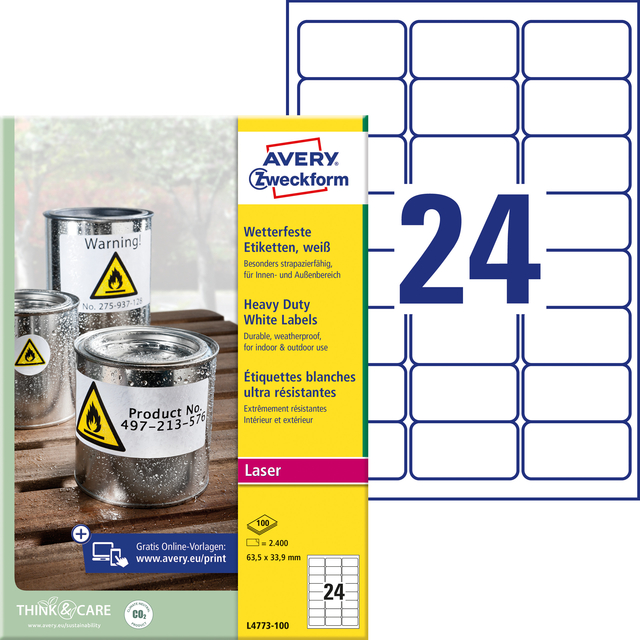 Etiket Avery L4773-100 63.5x33.9 2400 stuks — Foto 2 van 2