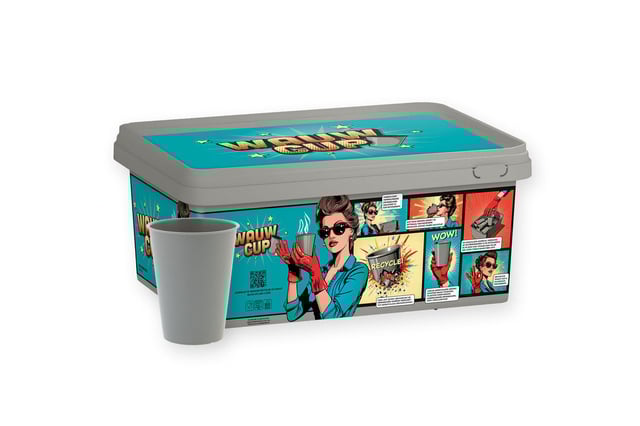 Koffiebeker IEZZY 180ml herbruikbaar Wauw 150 stuks grijs afbeelding