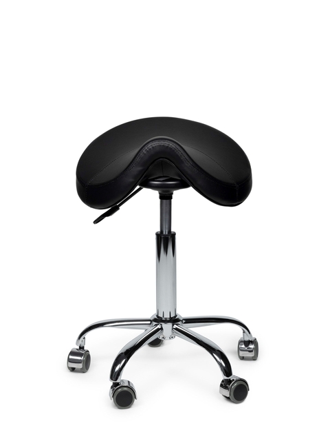 Zadelkruk Office Premium laag zonder voetring harde wielen zw afbeelding
