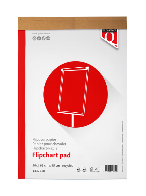 Flipoverpapier Quantore 65x95cm 50vel recycled ongevouwen afbeelding