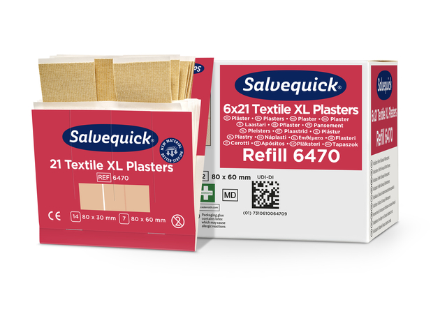 Pleisters Salvequick textiel extra groot 6x 21 stuks afbeelding