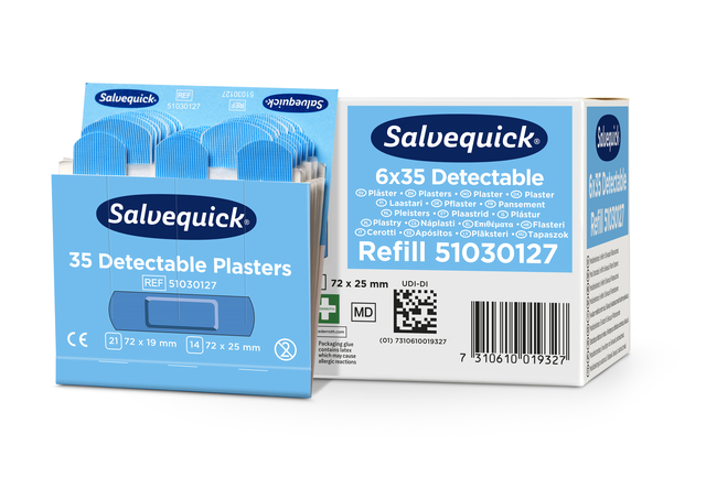 Pleisters Salvequick blauw detectabel refill 6x 35 stuks afbeelding
