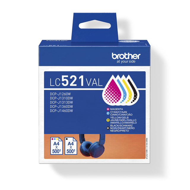 Inktcartridge Brother LC-521 zwart + 3 kleuren afbeelding