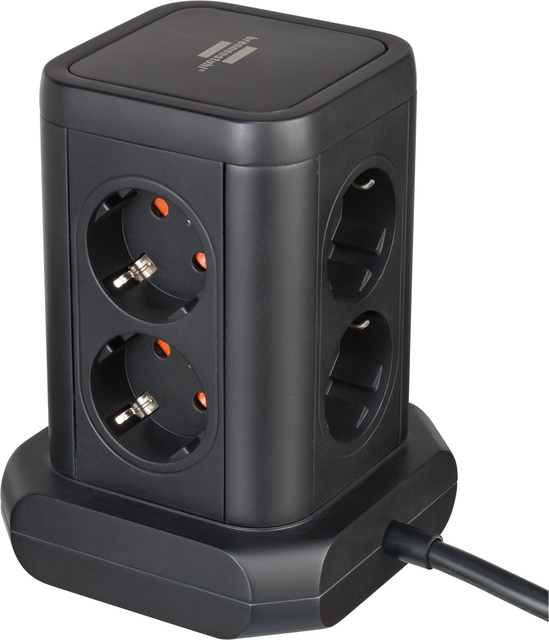Stekkerdoos Brennenstuhl toren 8 voudig met 2x USB A 1x USB C PD zwart — Foto 2 van 2