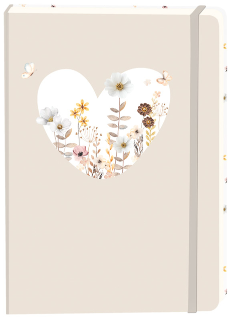 Notitieboek wit hart A5 lijn 92 pagina&apos;s softcover beige afbeelding