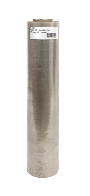 Wikkelfolie IEZZY 500mmx300m 20mu 100% recycled (PCR) transparant afbeelding