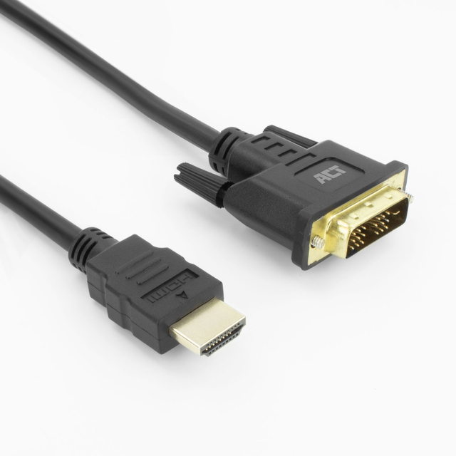 Kabel ACT HDMI DVI 18+1 pin M/M zwart 2 meter afbeelding