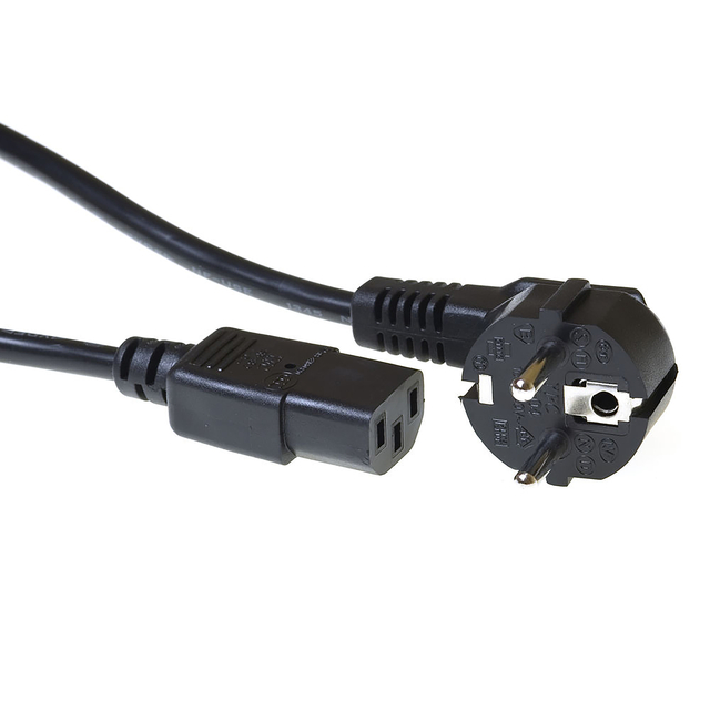 Kabel ACT STROOM C13 recht - CEE7/7 zwart 2.0 meter