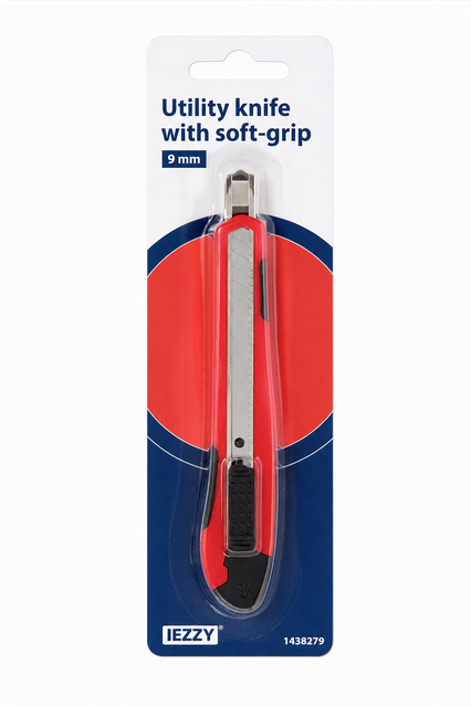 Snijmes IEZZY 9mm kunststof met softgrip inclusief 1 mesje — Foto 2 van 2