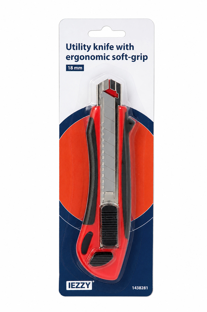 Snijmes IEZZY 18mm kunststof met ergonomische softgrip incl. 3 mesje — Foto 2 van 2
