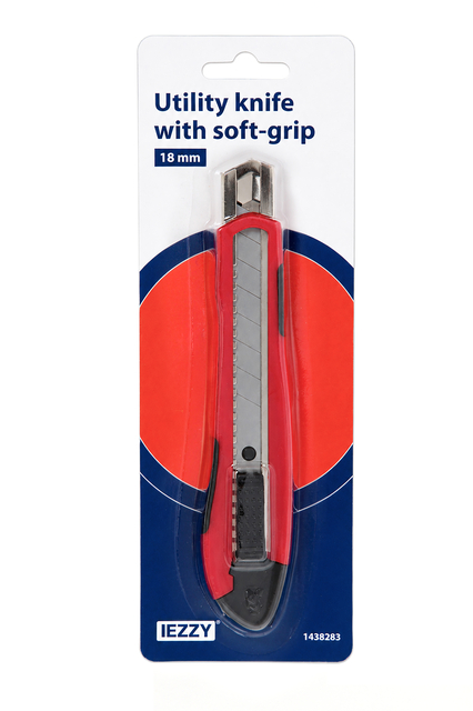 Snijmes IEZZY 18mm kunststof met softgrip inclusief 1 mesje — Foto 2 van 2