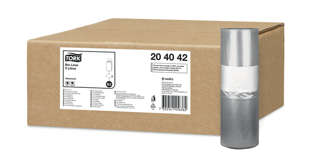 Afvalzak Tork B3 Advanced 33x40cm 5L transparant 204042 afbeelding