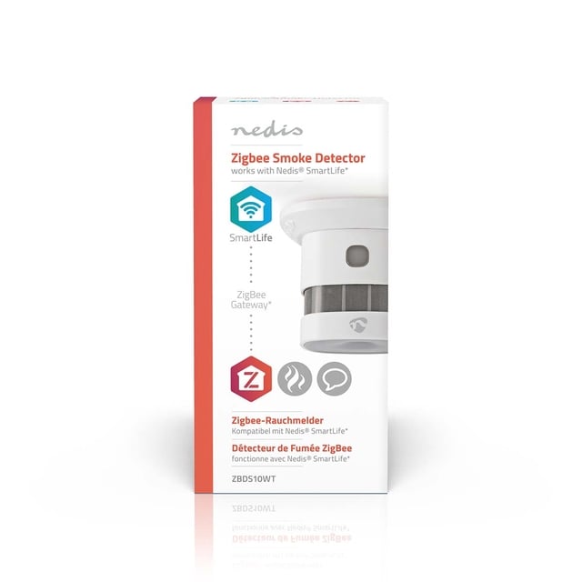 Rookmelder Nedis Smartlife Zigbee 3.0 Wifi 10 jaar sensor wit afbeelding