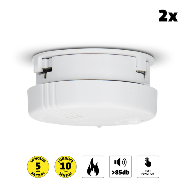 Rookmelder Alecto mini 2 stuks met 5 jaar batterij SA102 wit — Foto 2 van 2