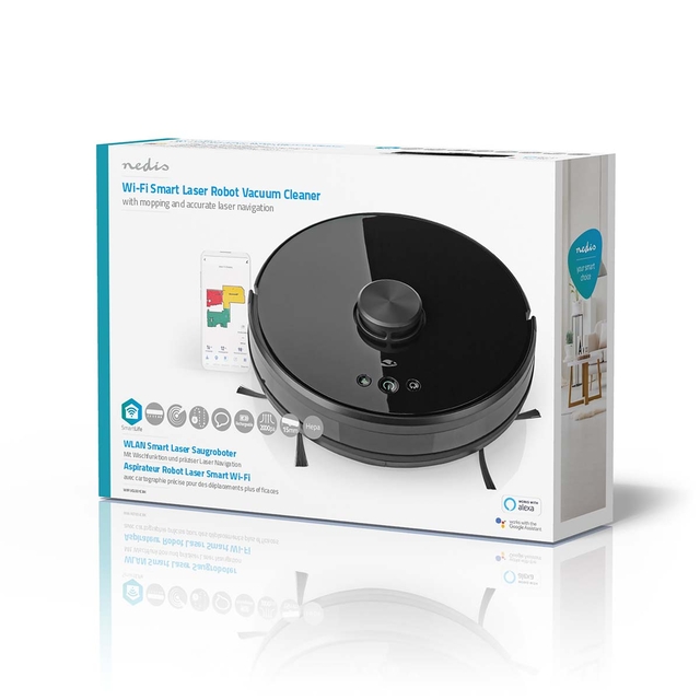 Robotstofzuiger Nedis Smartlife wifi laser 3-in-1 zwart afbeelding