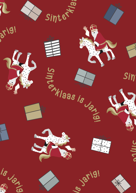 Inpakpapier Sint en Co 200x70cm assorti afbeelding