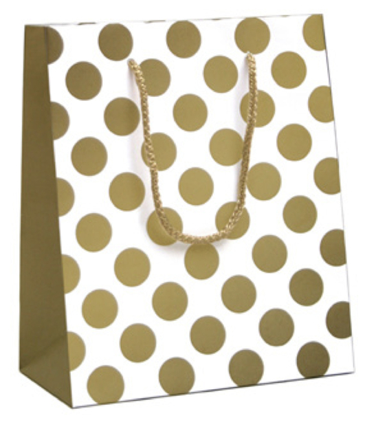 Cadeautasjes Gold dots 19x10x23cm afbeelding