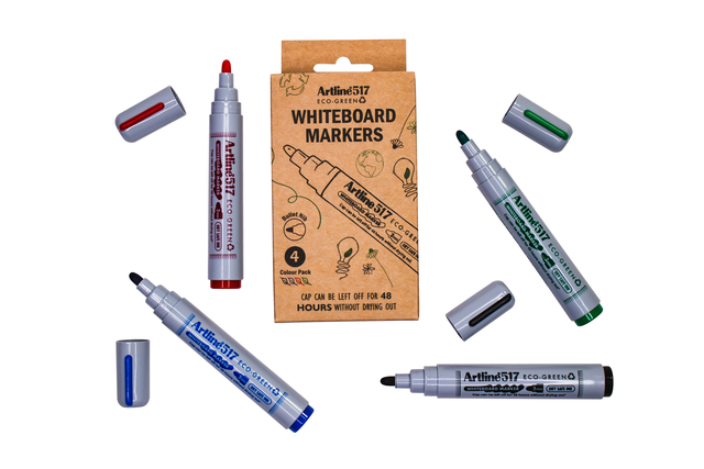 Whiteboardmarker Artline 517 Dry Safe Eco rond medium ass 4 stuks afbeelding