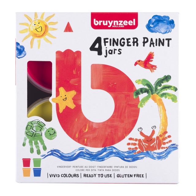 Vingerverf Bruynzeel Kids assorti 4 potjes