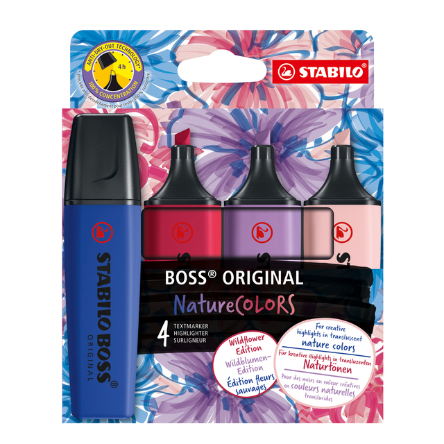 Markeerstift STABILO Boss Wildflower assorti 4 stuks afbeelding