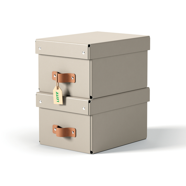 Opbergdoos Leitz Puro met deksel 7 liter set van 2 beige