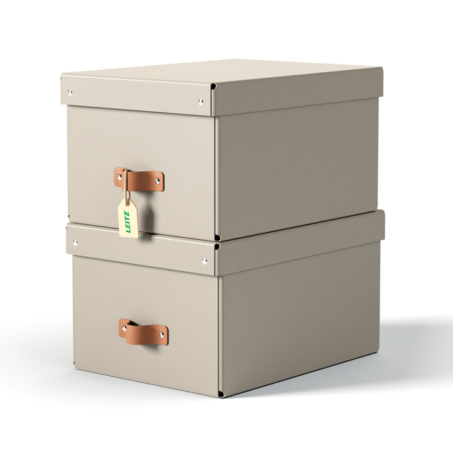 Opbergdoos Leitz Puro met deksel 17 liter set van 2 beige