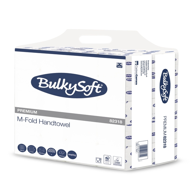 Handdoek BulkySoft Premium m-vouw 2-laags 215x320mm 15x150 vel wit 82318 afbeelding