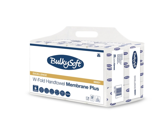 Handdoek BulkySoft Excellence w-vouw 3-laags 205x420mm 12x75 vel wit 86001 afbeelding