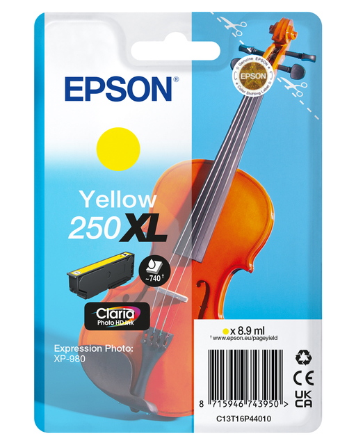 Inktcartridge Epson 250XL T16P44 geel