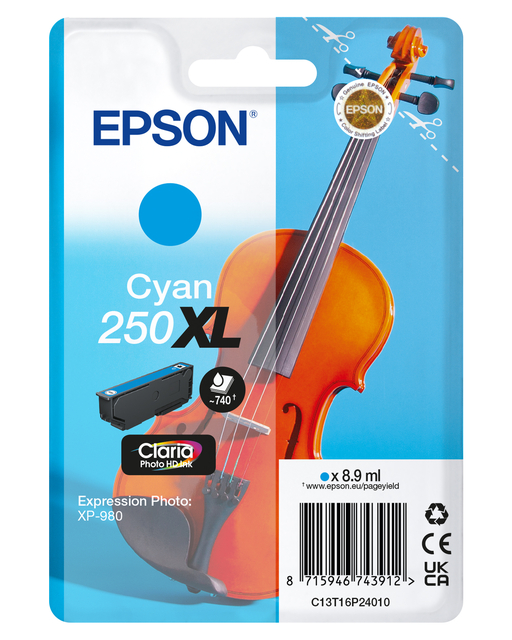 Inktcartridge Epson 250XL T16P24 blauw