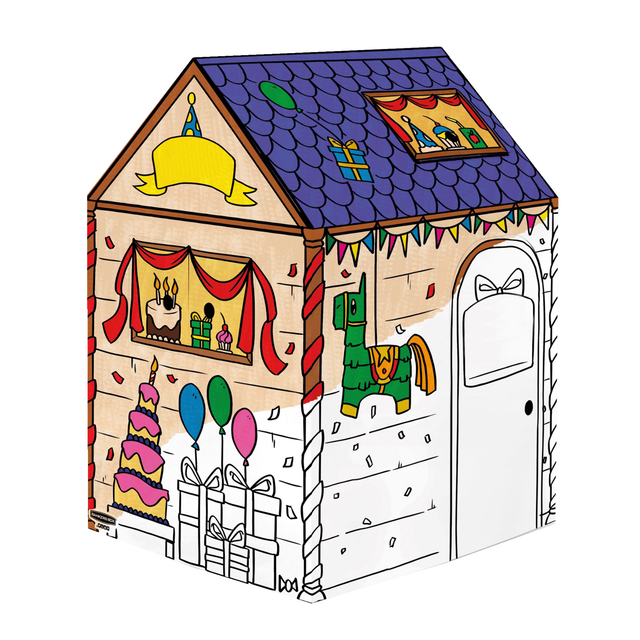 Kartonnen speelhuis XL Verjaardag Bankers Box Play inkleurbaar