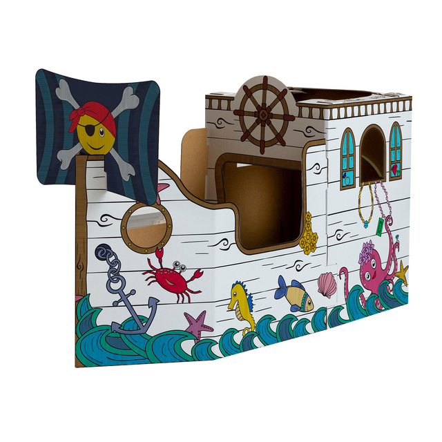 Kartonnen Piratenschip XL Bankers Box Play inkleurbaar