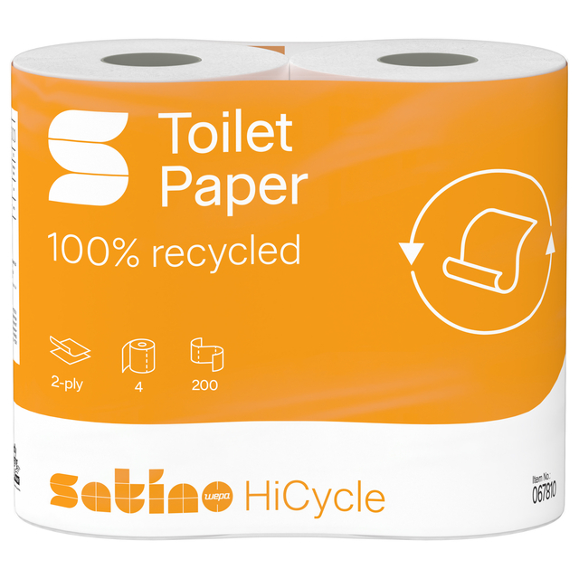 Toiletpapier Satino MT1 HiCycle 2-laags 4x200 vel wit 067810 — Foto 2 van 2