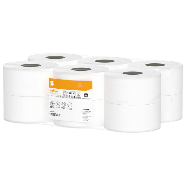 Toiletpapier Satino JT1 HiCycle 2-laags 12x180m wit 319310