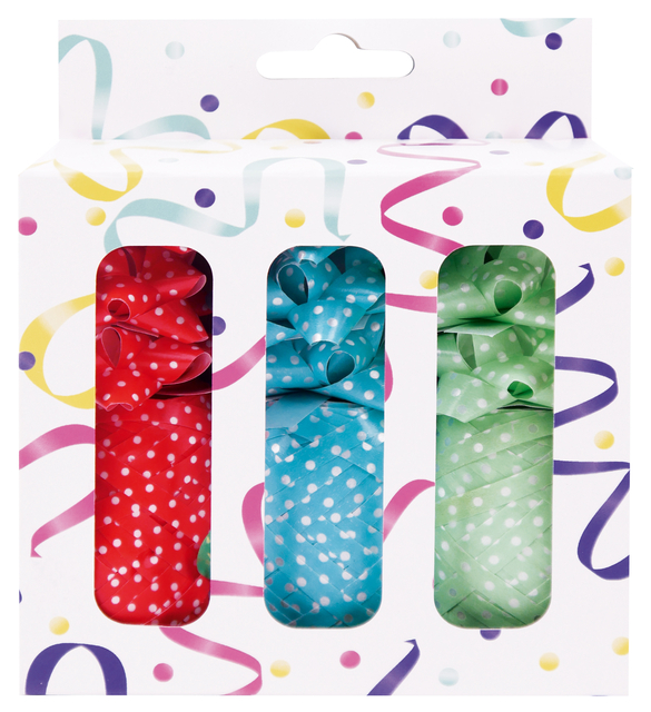 Cadeauversierset 3 rollen lint en 9 strikken assorti
