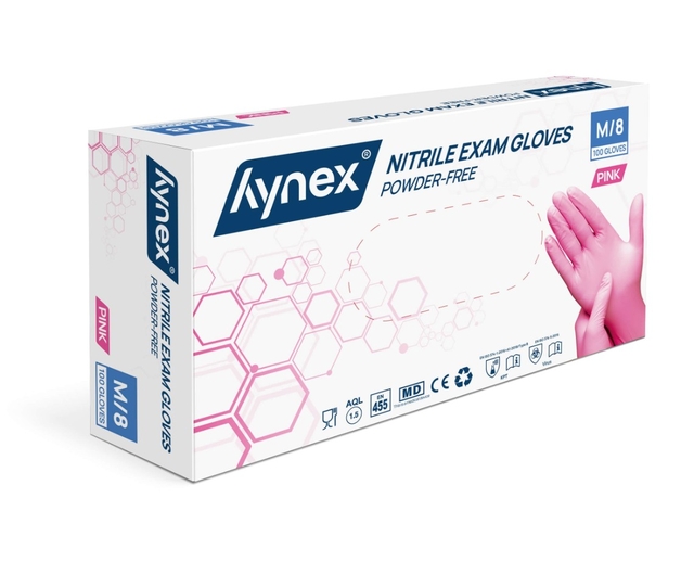 Handschoen Hynex nitril M roze 3.5gr 100 stuks afbeelding